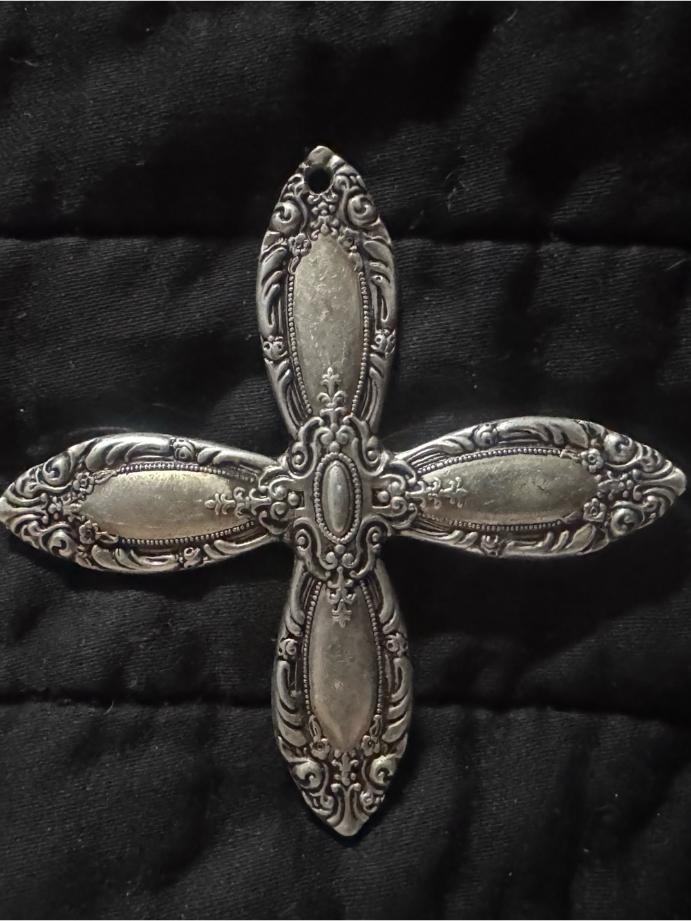 Thick Heavy Sterling Silver 925 Spoon Cross Pendant